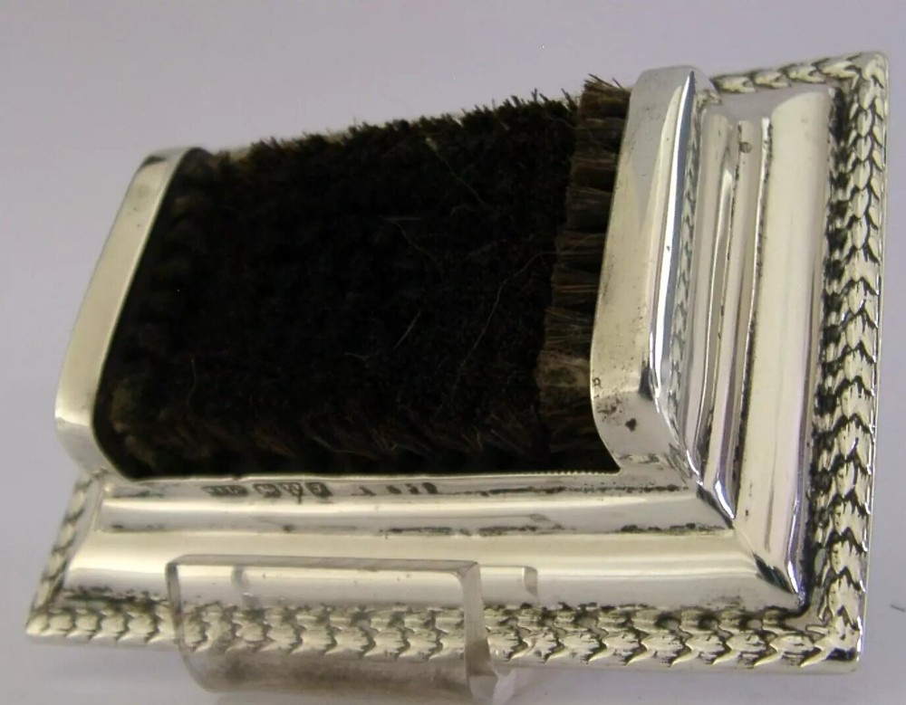 ASPREY RARE ENGLISH SOLID STERLING SILVER PEN WIPE 1919 ANTIQUE DESK ITEM