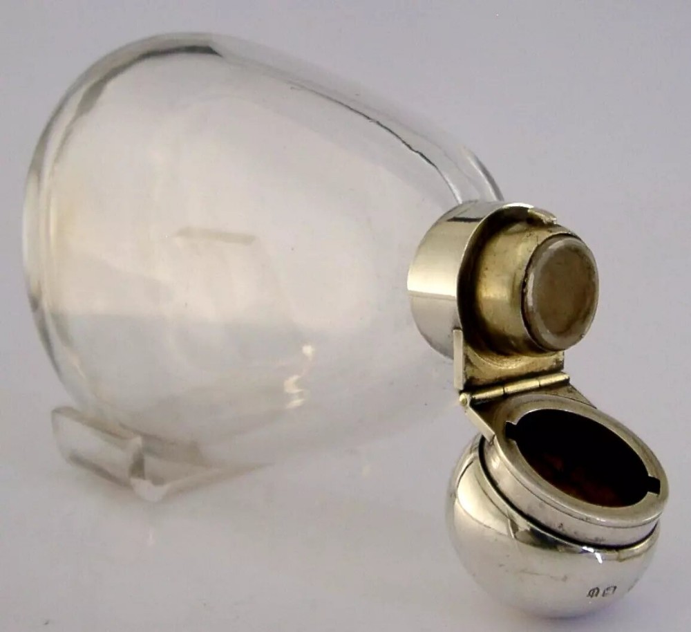 ENGLISH STERLING SILVER TOPPED SPIRIT HIP FLASK 1879 HUNTING RIDING SHOOTING
