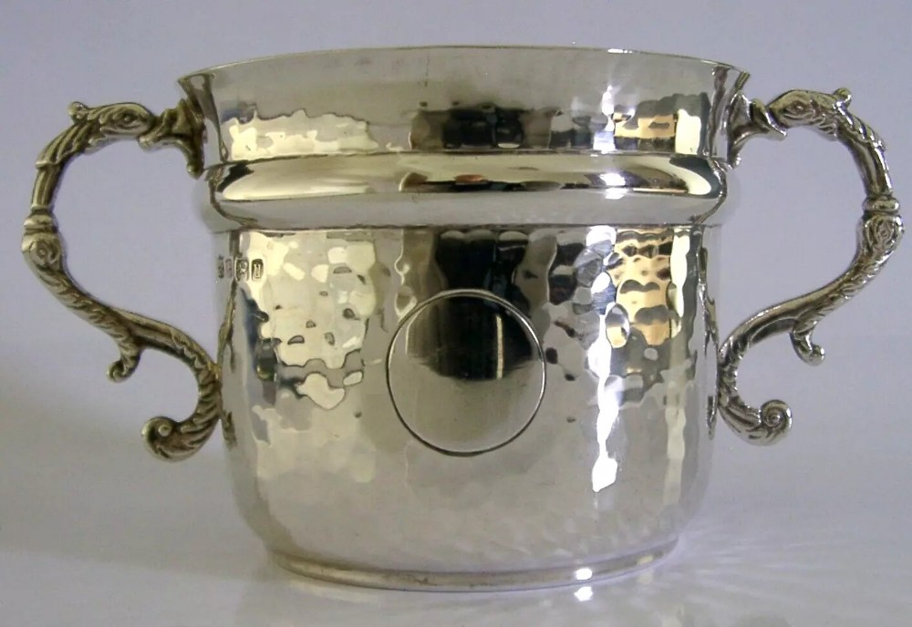 STUNNING PLANNISHED STERLING SILVER BOWL CUP PORRINGER 1919 ARTS & CRAFTS