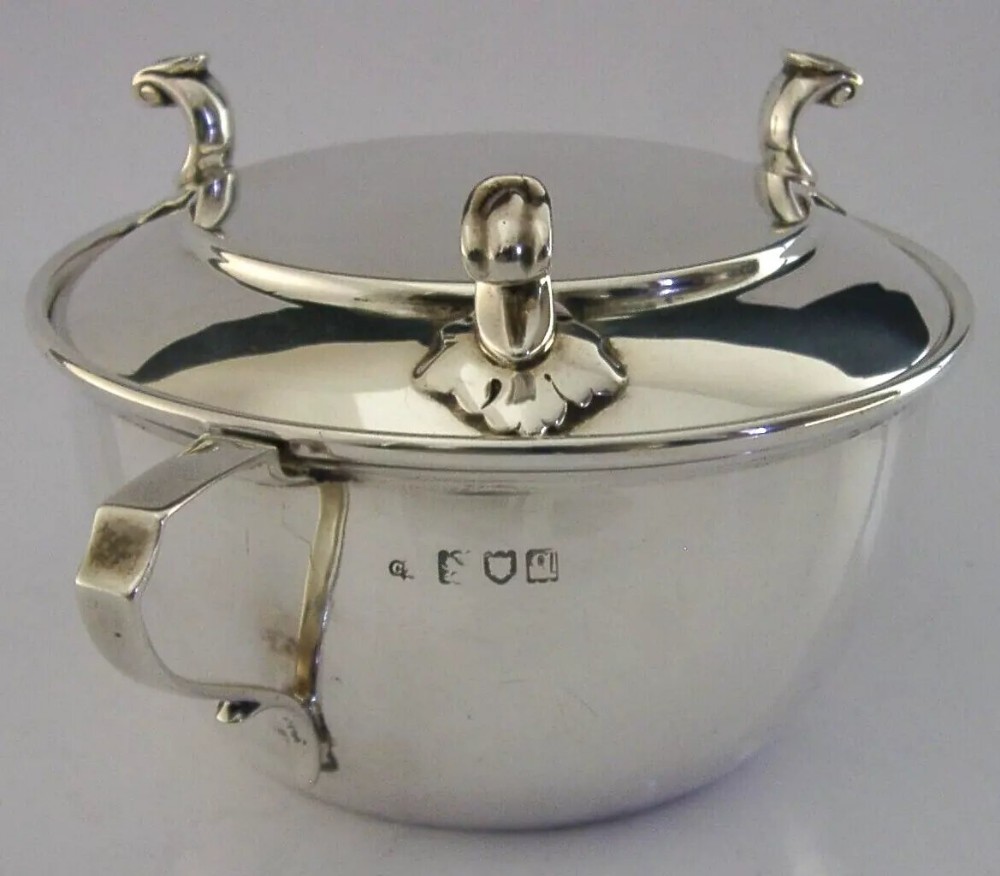 RARE STERLING SILVER LIDDED BOWL CUP & COVER PORRINGER 1911 ANTIQUE 216g