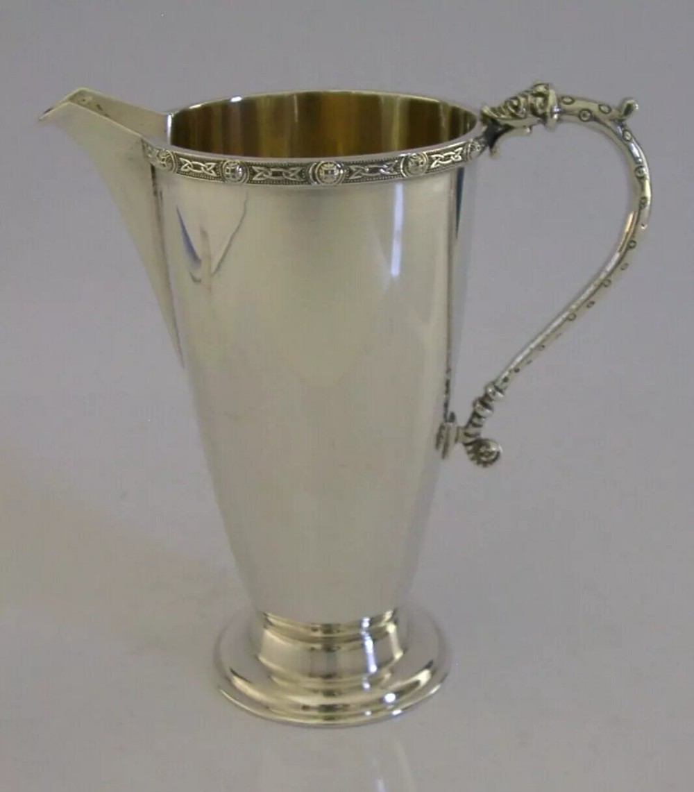 MINT TOP QUALITY CELTIC DRAGON STERLING SILVER JUG 1966 ENGLISH 155g