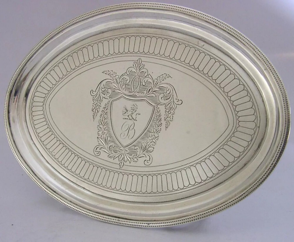 ENGLISH GEORGIAN SOLID STERLING SILVER TEA POT STAND TRAY 1796 ANTIQUE