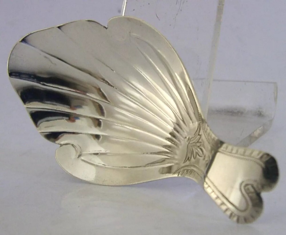 RARE STUNNING ENGLISH SOLID STERLING SILVER GEORGIAN CADDY SPOON 1819 ANTIQUE