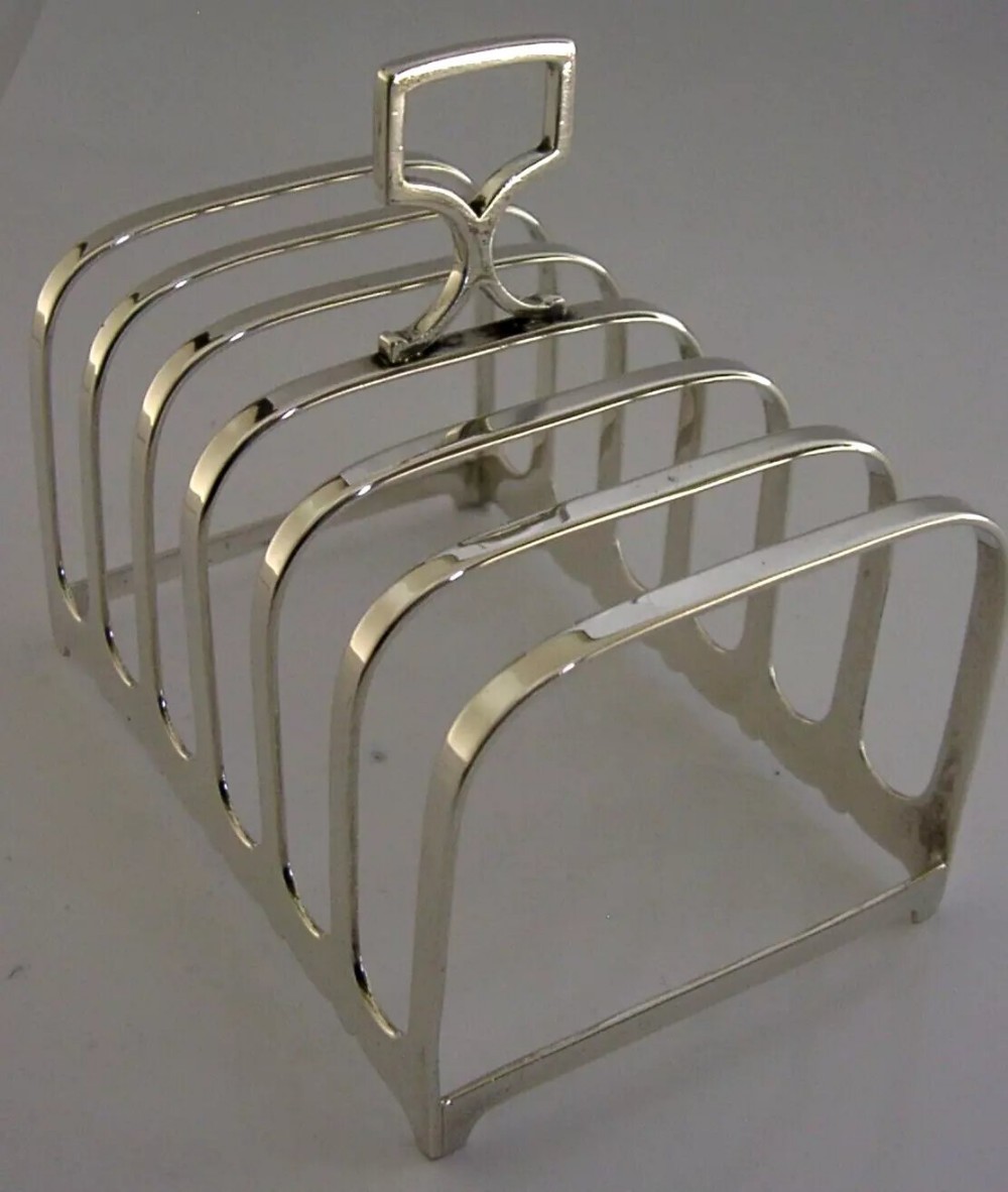 ENGLISH STERLING SILVER SIX SLICE TOAST RACK 1929 ANTIQUE 115g ART DECO