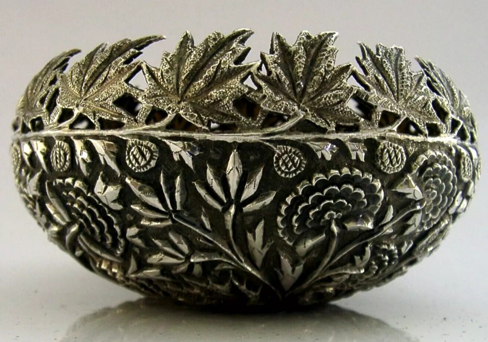 BEAUTIFUL 140g INDIAN HIGH GRADE SOLID SILVER BOWL c1900 ANTIQUE