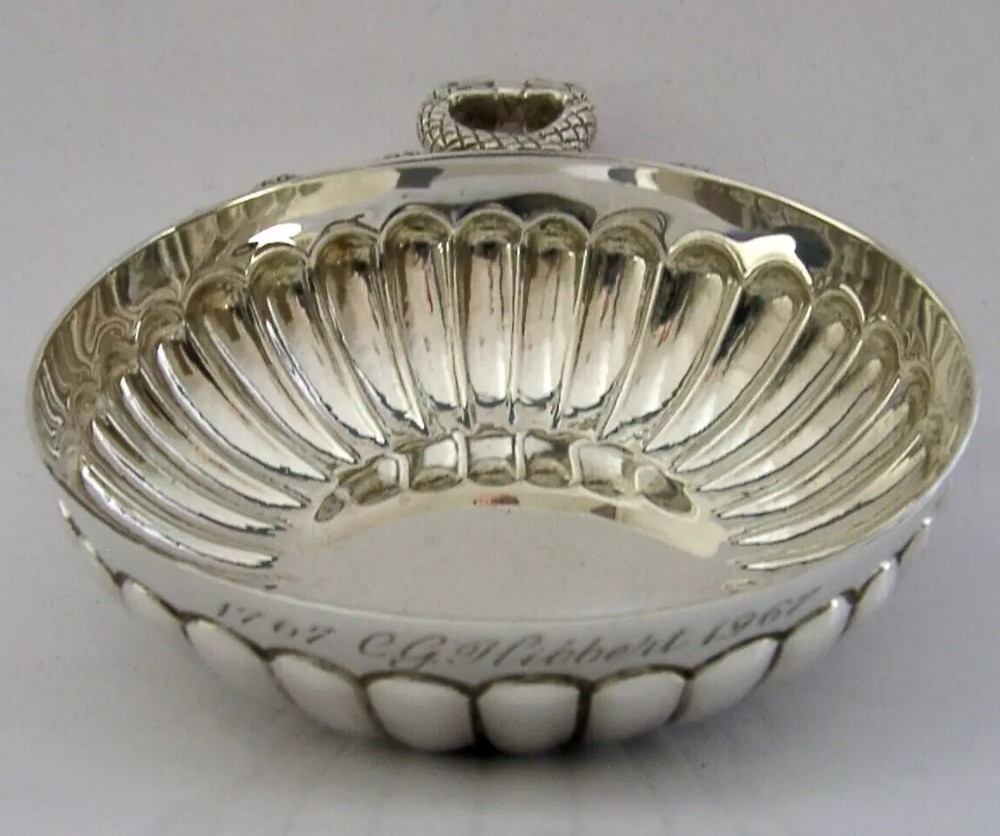 QUALITY C G HIBBERT WINE MERCHANT SOLID STERLING SILVER WINE TASTER 1967 BARWARE