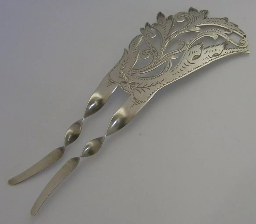 BEAUTIFUL ENGLISH STERLING SILVER ART NOUVEAU HAIR SLIDE COMB 1900 ANTIQUE