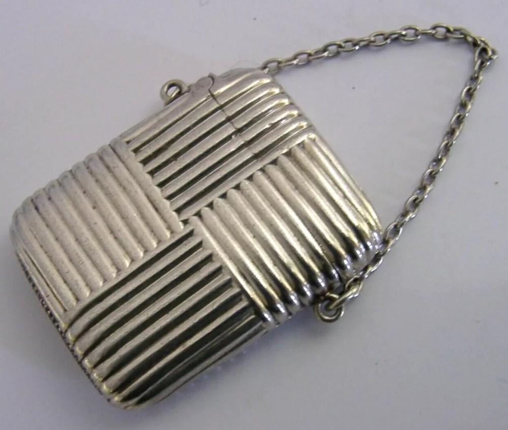 RARE AMERICAN SOLID STERLING SILVER VESTA MATCH CASE c1900 ANTIQUE