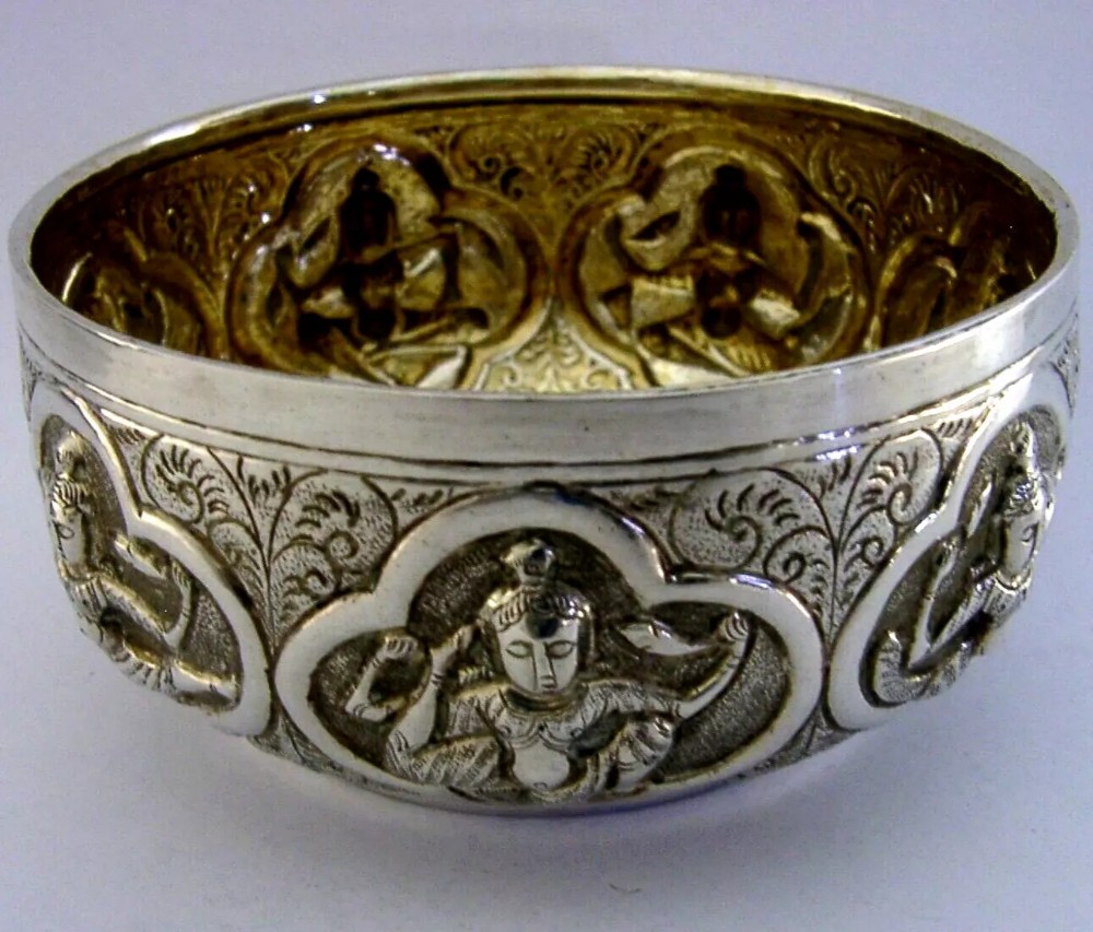 BEAUTIFUL 118g INDIAN HIGH GRADE SOLID SILVER BOWL c1910 ANTIQUE