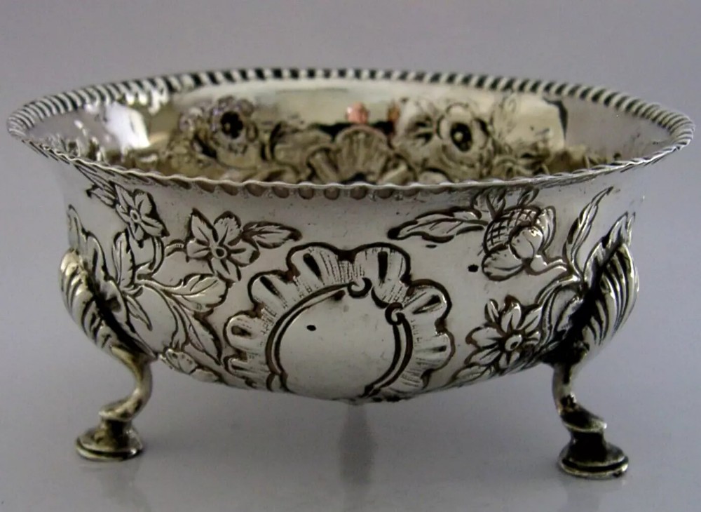 PRETTY ENGLISH VICTORIAN CHINESE FIGURES STERLING SILVER BOWL 1893 ANTIQUE 126g
