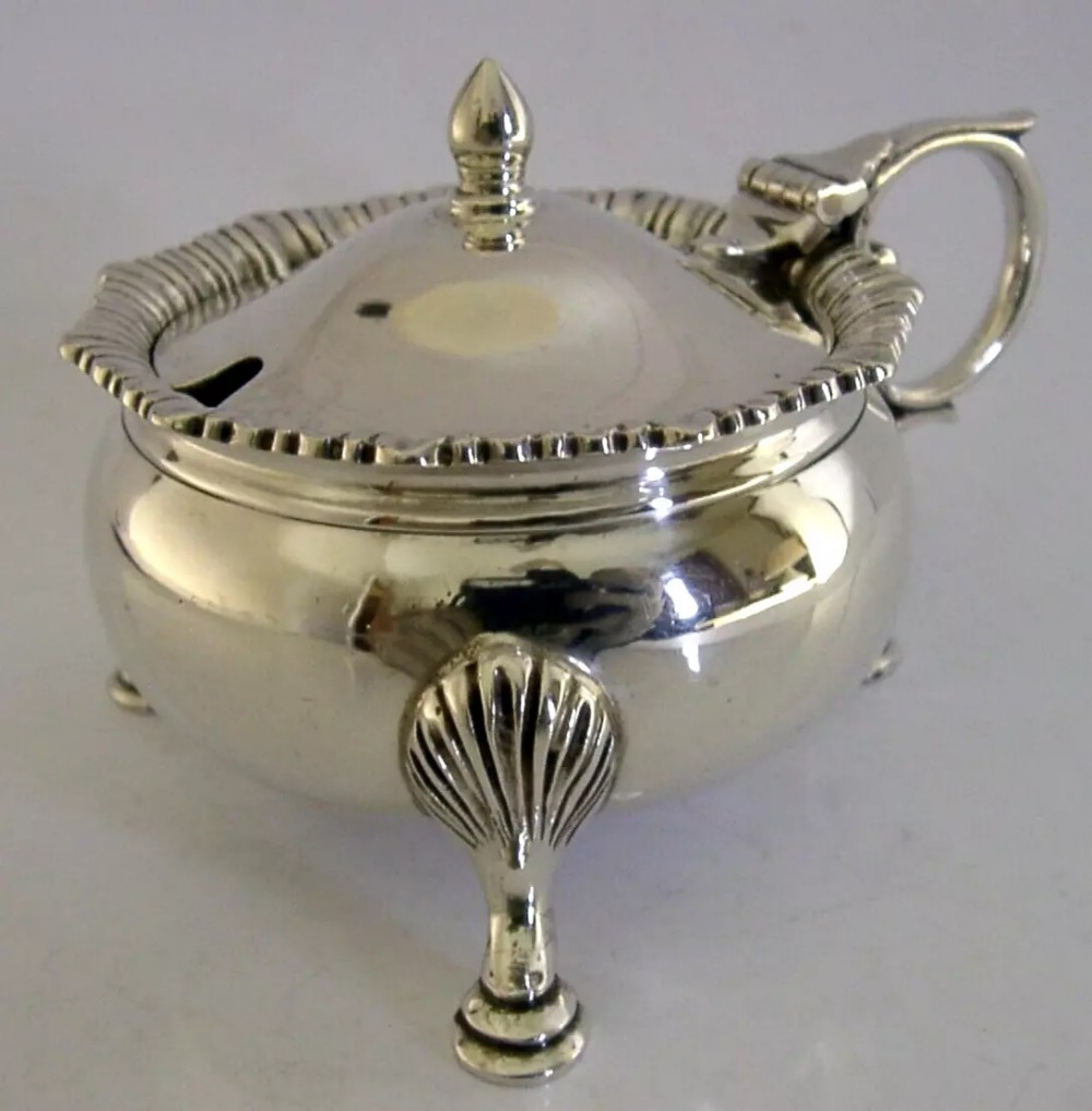 SUPERB LARGE 198g ENGLISH SOLID STERLING SILVER MUSTARD POT 1955 HEAVY