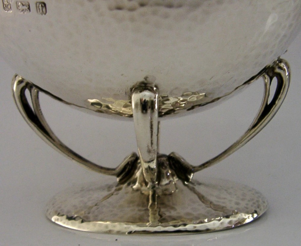 STUNNING ENGLISH STERLING SILVER ARTS & CRAFTS DISH BOWL 1905 ANTIQUE 146g View VI
