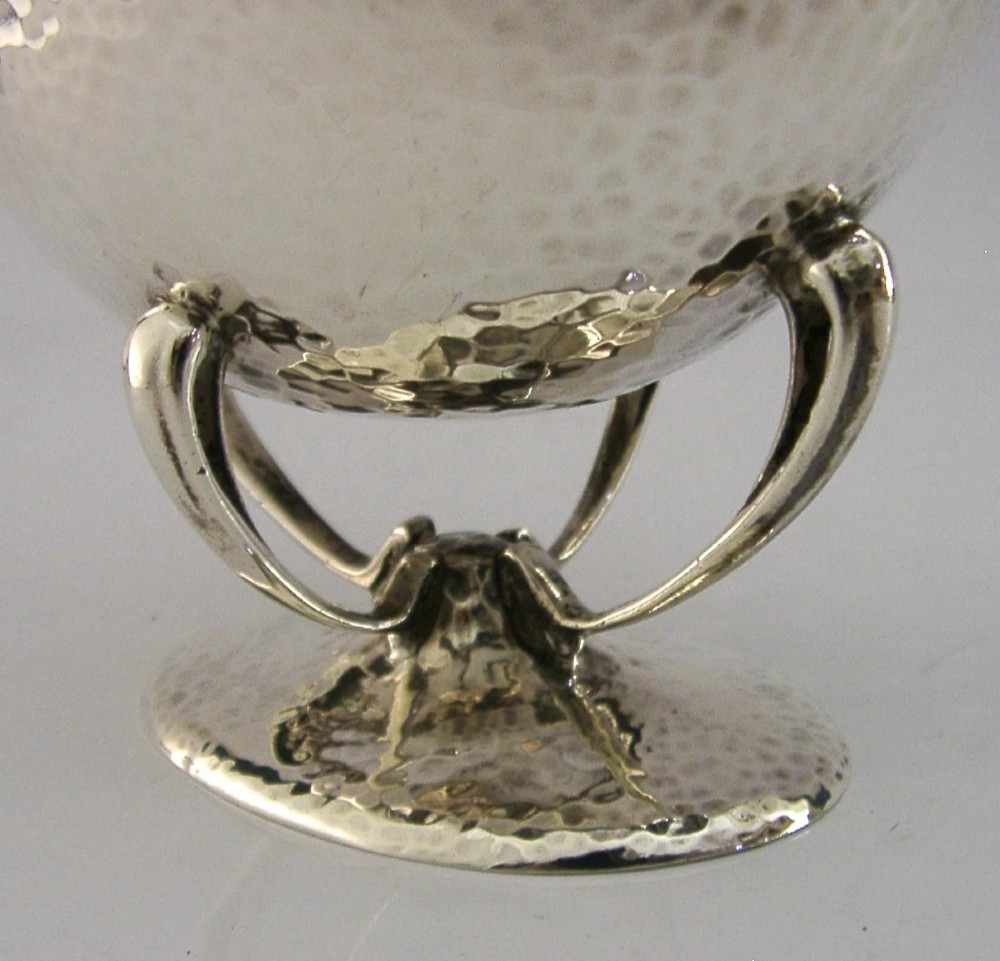 STUNNING ENGLISH STERLING SILVER ARTS & CRAFTS DISH BOWL 1905 ANTIQUE 146g View VII
