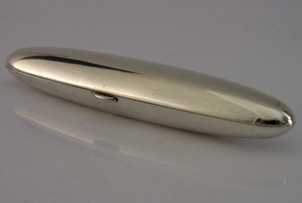 JAPANESE 950 STERLING SILVER SINGLE CIGAR TUBE HOLDER CASE BOX c1920 ANTIQUE View V