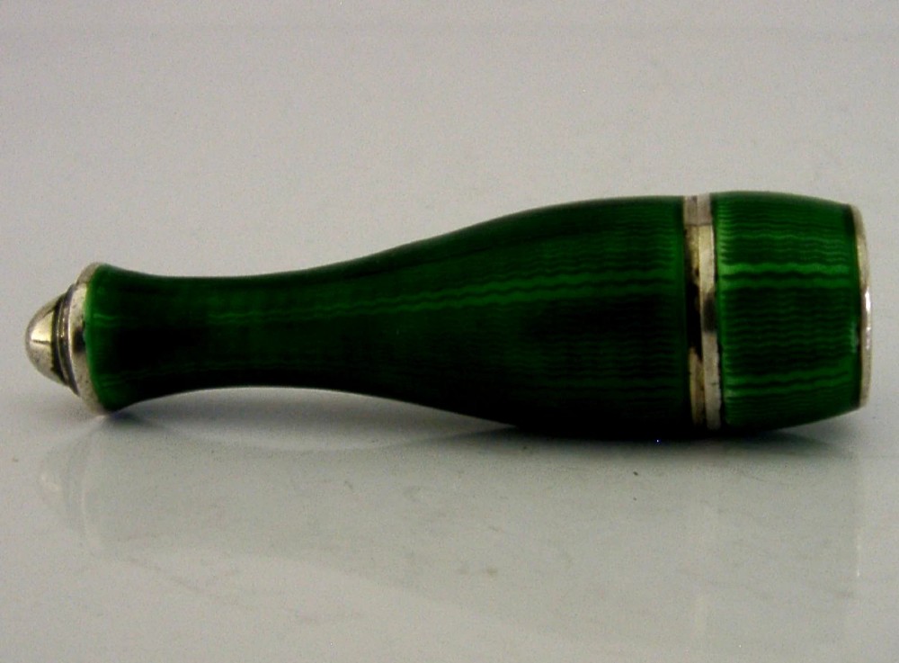 STUNNING STERLING SILVER ENAMEL CIGARETTE CHEROOT HOLDER CASED 1929 ART DECO View III
