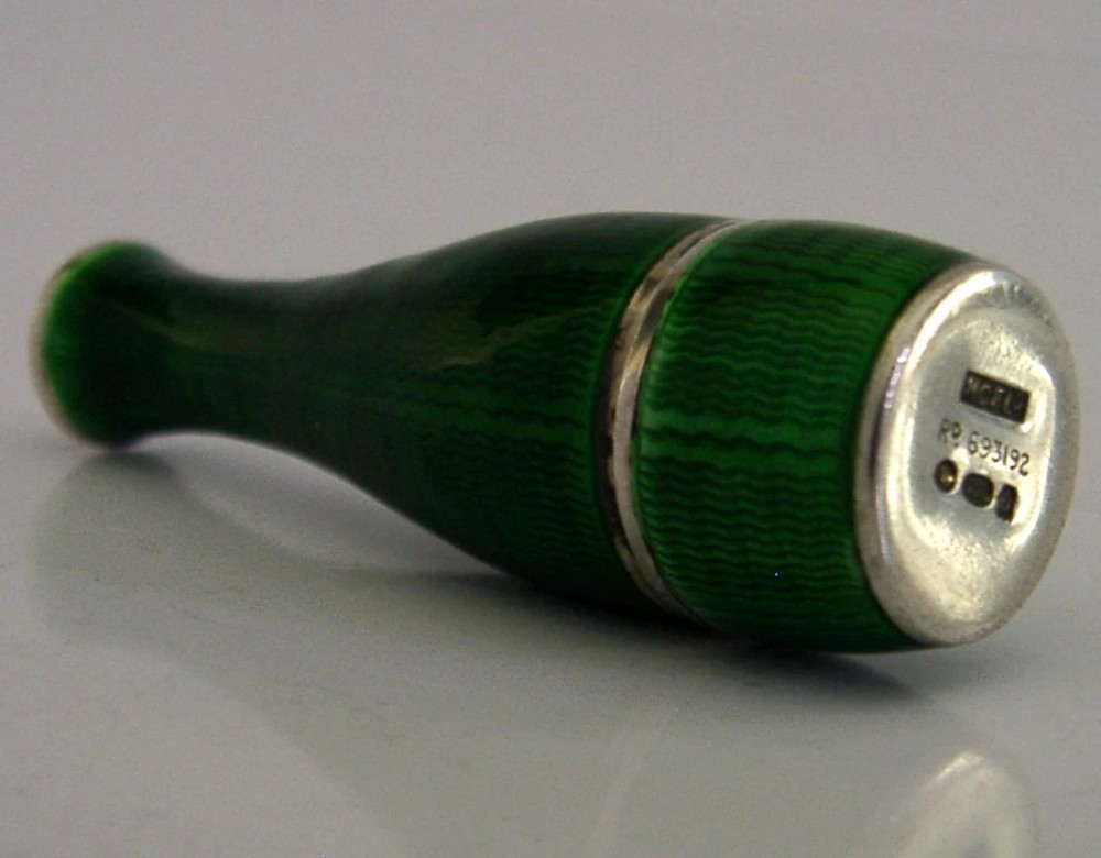 STUNNING STERLING SILVER ENAMEL CIGARETTE CHEROOT HOLDER CASED 1929 ART DECO View IX