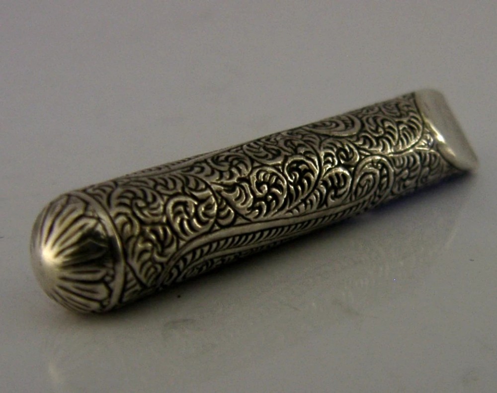 UNUSUAL VICTORIAN INDIAN SOLID SILVER DOG / SPORTS WHISTLE c1880 ANTIQUE KASHMIR View IV