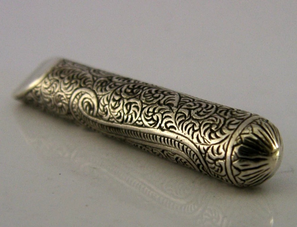 UNUSUAL VICTORIAN INDIAN SOLID SILVER DOG / SPORTS WHISTLE c1880 ANTIQUE KASHMIR View V