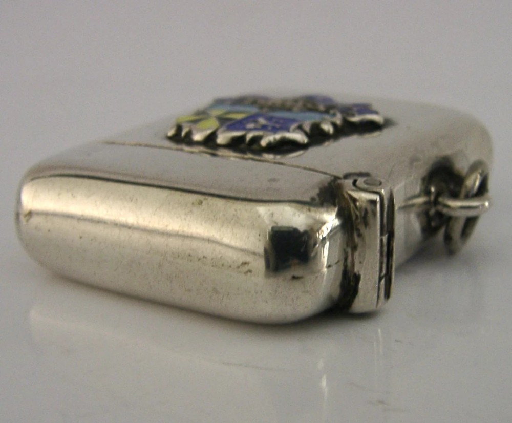 STERLING SILVER ENAMEL OBAN SCOTLAND VESTA CASE 1906 ANTIQUE View VIII