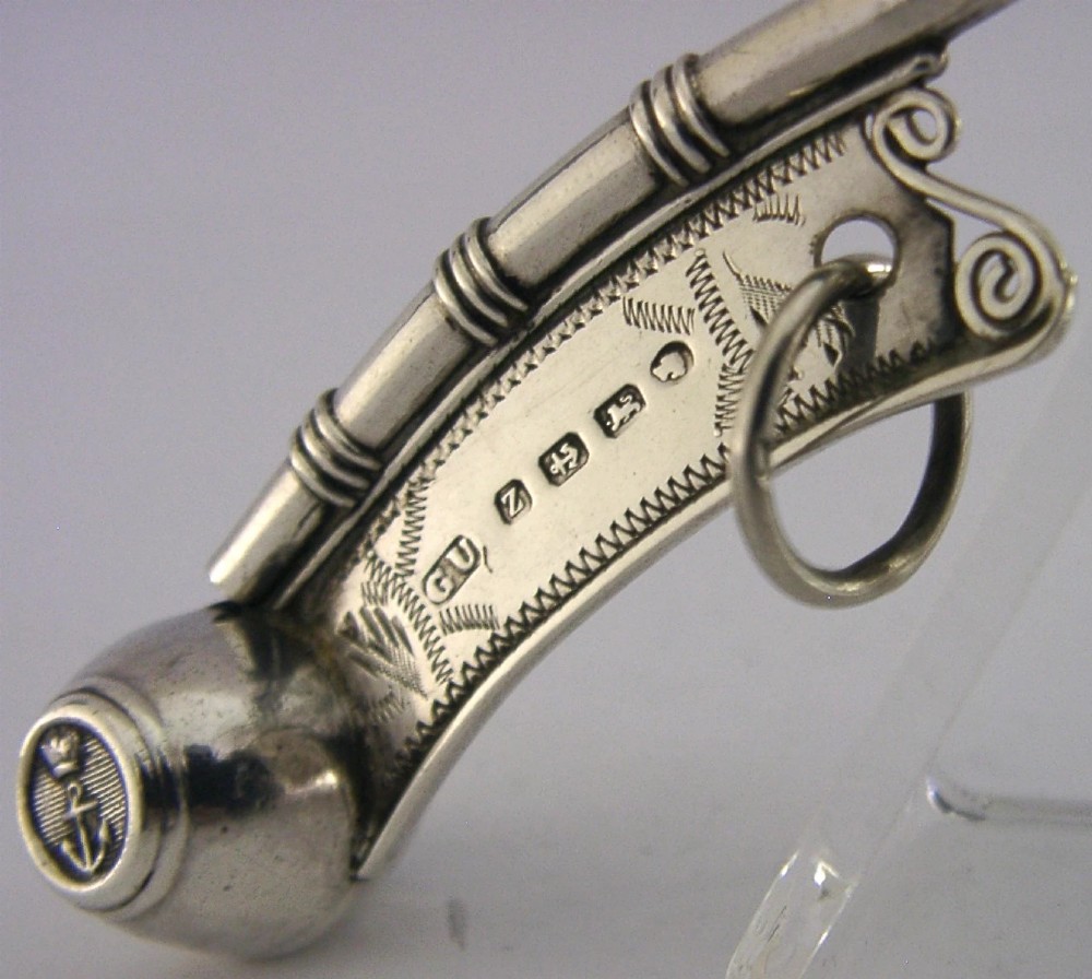 RARE VICTORIAN MILITARY STERLING SILVER BOATSWAIN'S WHISTLE 1874 NAVY ANTIQUE View II
