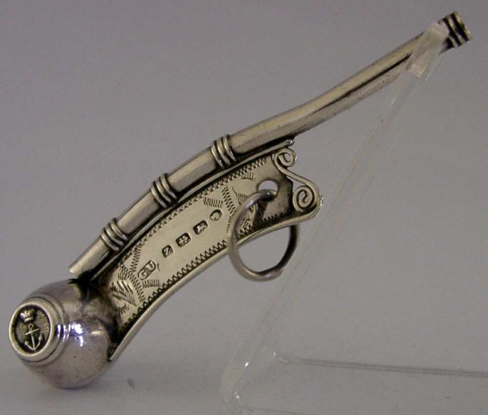 RARE VICTORIAN MILITARY STERLING SILVER BOATSWAIN'S WHISTLE 1874 NAVY ANTIQUE View V