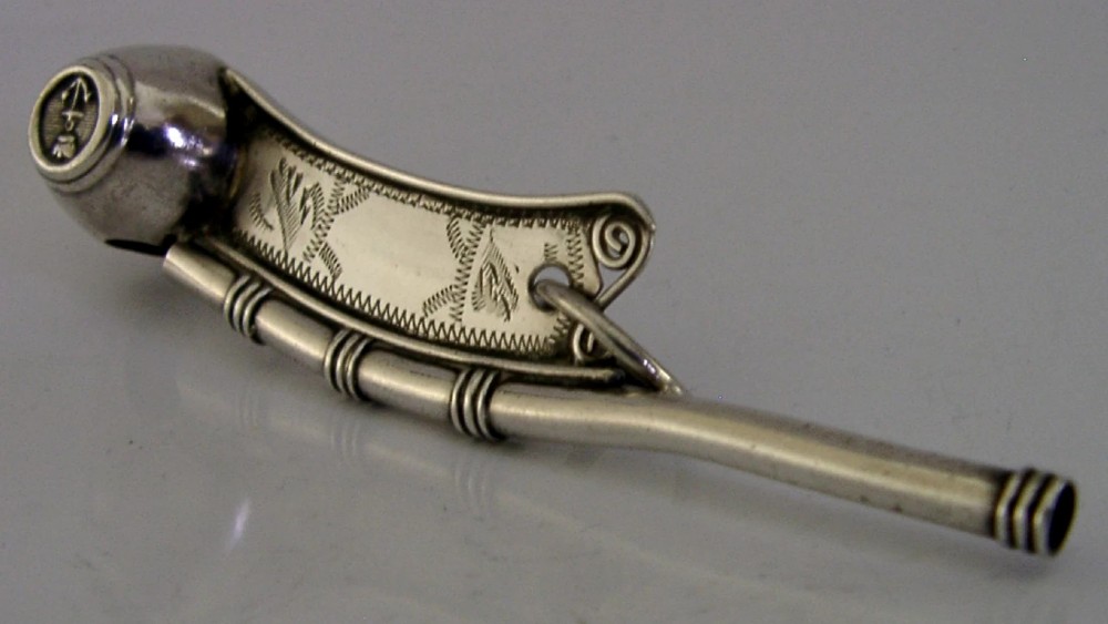 RARE VICTORIAN MILITARY STERLING SILVER BOATSWAIN'S WHISTLE 1874 NAVY ANTIQUE View VIII
