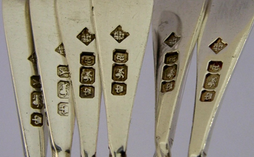 SIX STERLING SILVER BROWN FAMILY CRESTED HORS D'OEUVRE FORKS 1893 ANTIQUE View VIII