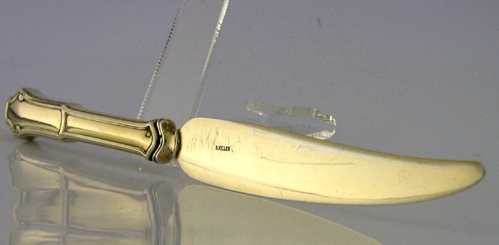 LARGE 8+ inch FRENCH STERLING SILVER GILT LETTER OPENER c1900 ANTIQUE 63g KELLER