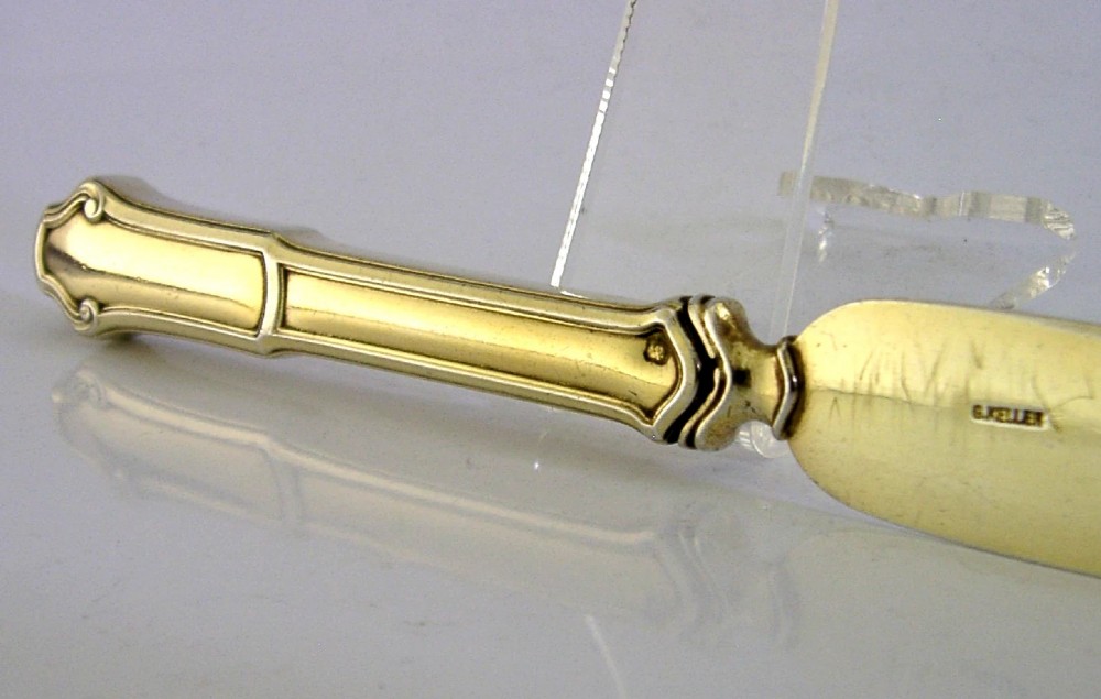 LARGE 8+ inch FRENCH STERLING SILVER GILT LETTER OPENER c1900 ANTIQUE 63g KELLER View II
