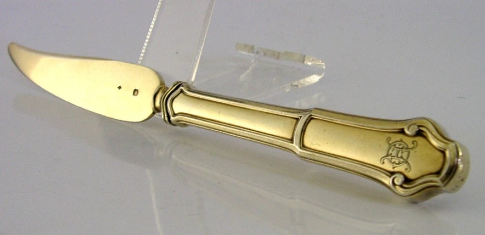 LARGE 8+ inch FRENCH STERLING SILVER GILT LETTER OPENER c1900 ANTIQUE 63g KELLER View IV