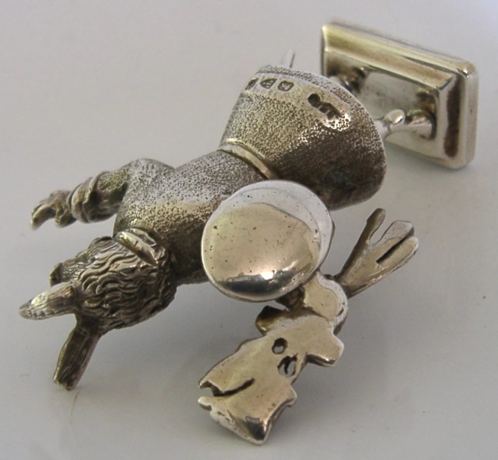 RARE 68g ENGLISH SOLID CAST STERLING SILVER TRUSTY SERVANT FIGURE 1898 ANTIQUE View VIII