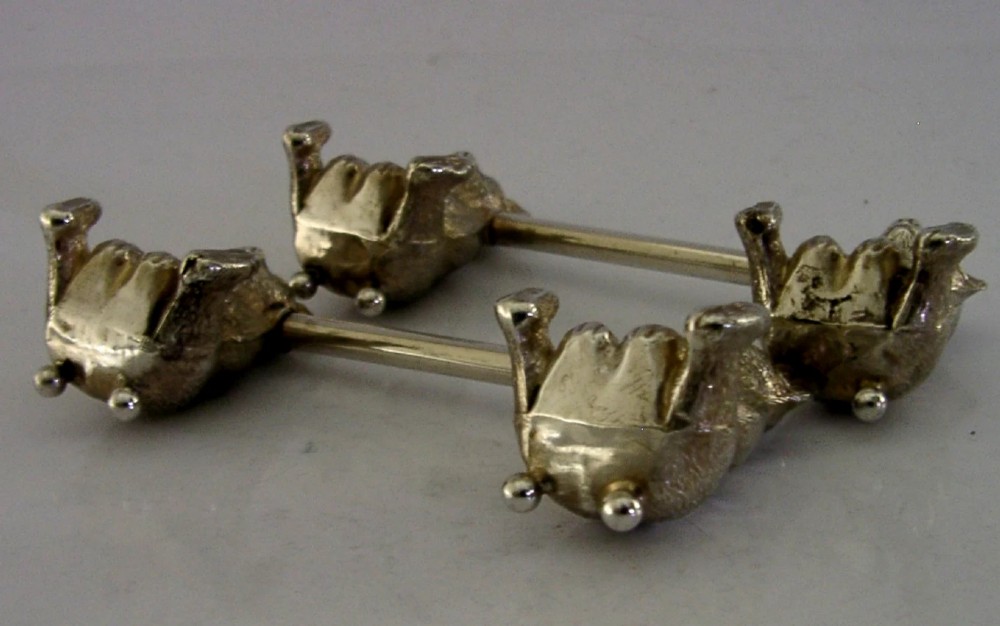 NOVELTY STERLING SILVER TEDDY BEAR CUTLERY RESTS 1910 ANIMALS ENGLISH ANTIQUES View IX