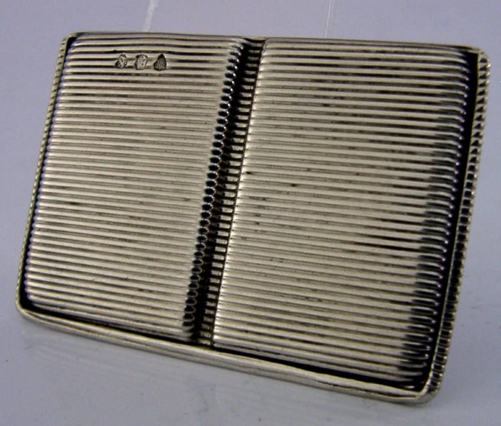 PRETTY 800 SOLID SILVER STAMP CASE HOLDER c1910 GREEN STONE SET DESK ANTIQUE View V