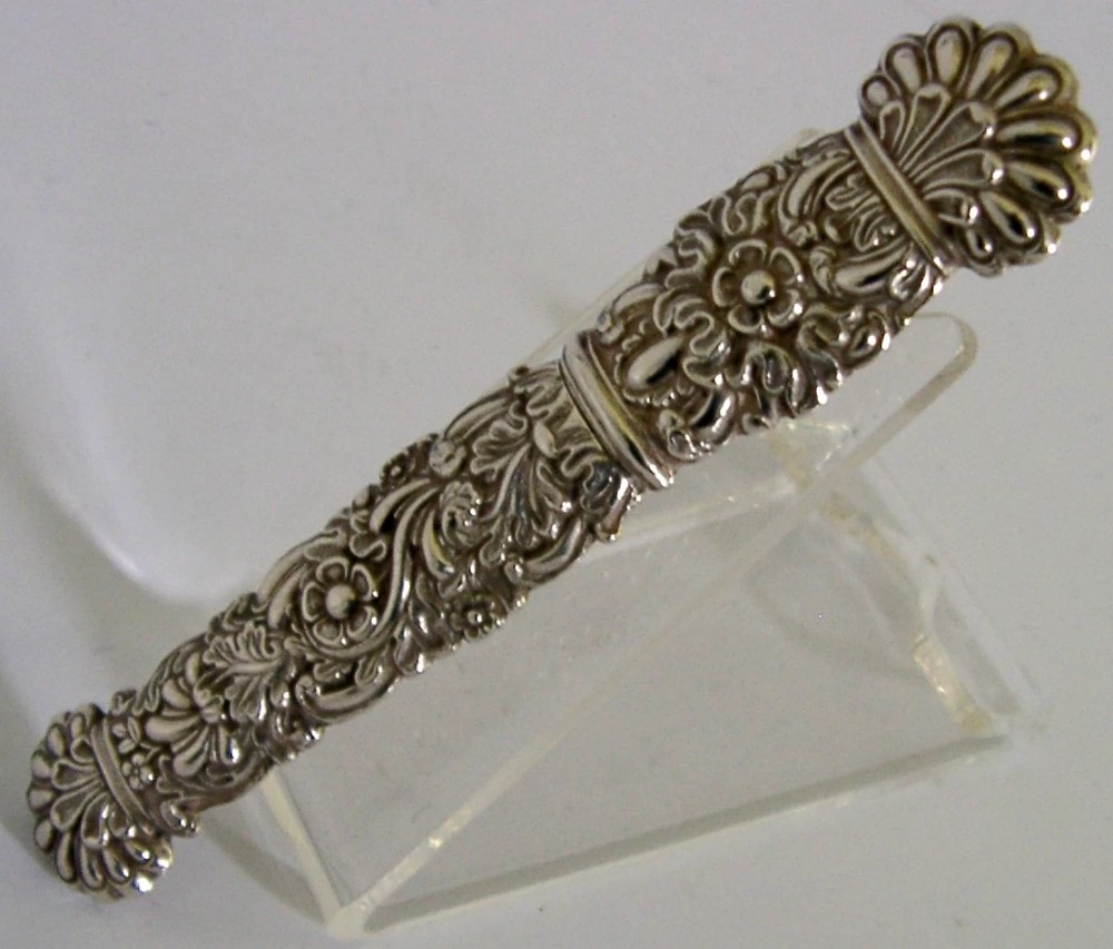 RARE c1820 LARGE FRENCH SOLID SILVER NEEDLE CASE NEEDLEWORK SEWING ANTIQUE