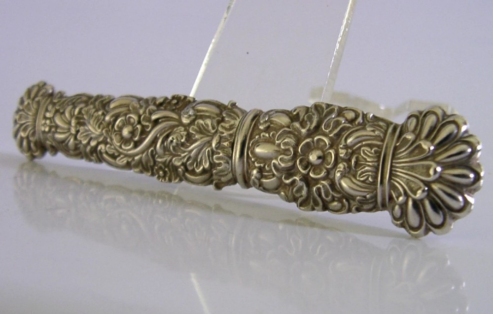 RARE c1820 LARGE FRENCH SOLID SILVER NEEDLE CASE NEEDLEWORK SEWING ANTIQUE View IV