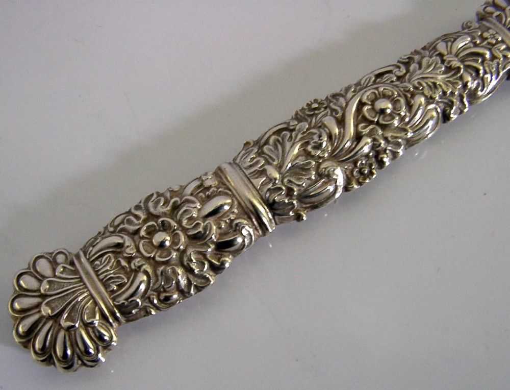 RARE c1820 LARGE FRENCH SOLID SILVER NEEDLE CASE NEEDLEWORK SEWING ANTIQUE View V