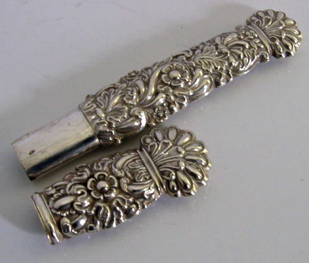 RARE c1820 LARGE FRENCH SOLID SILVER NEEDLE CASE NEEDLEWORK SEWING ANTIQUE View VI