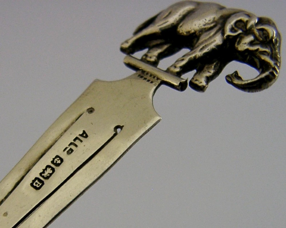 RARE ENGLISH SOLID STERLING SILVER ELEPHANT BOOKMARK 1926 ANTIQUE View II