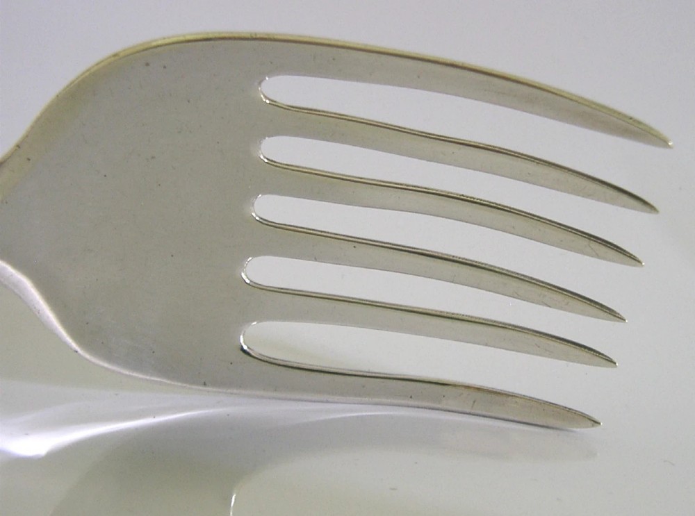 RARE HUGE 11+ inch ENGLISH GEORGIAN STERLING SILVER SERVING FORK 1776 ANTIQUE View III