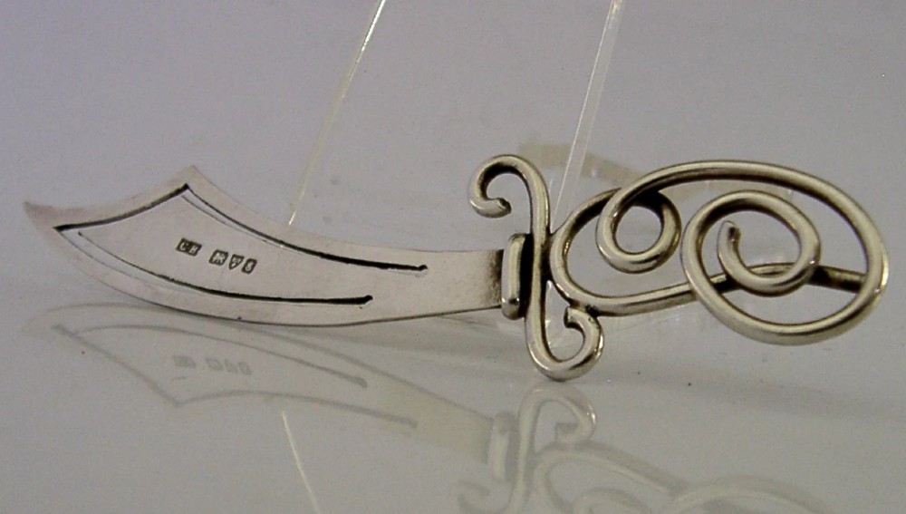 CHARLES HORNER ENGLISH STERLING SILVER BOOKMARK PAGE MARKER CHESTER 1904 View III