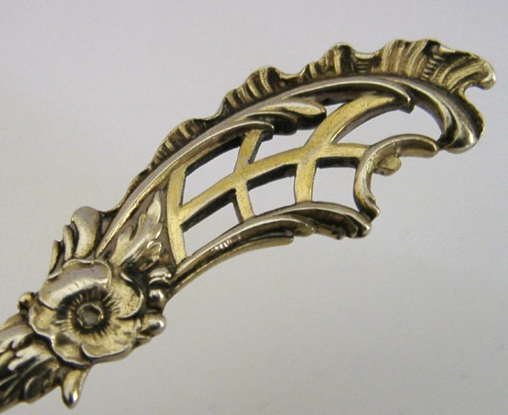SWEDISH SOLID SILVER NATURALISTIC SERVING SPOON 1898 ANTIQUE 46g SWEDEN View V