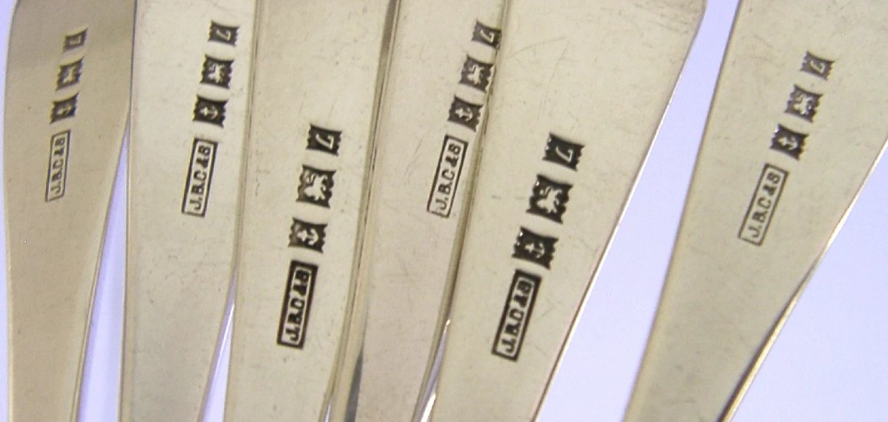 CASED SET of SIX STERLING SILVER CAKE PASTRY FORKS 1960 104g View VII