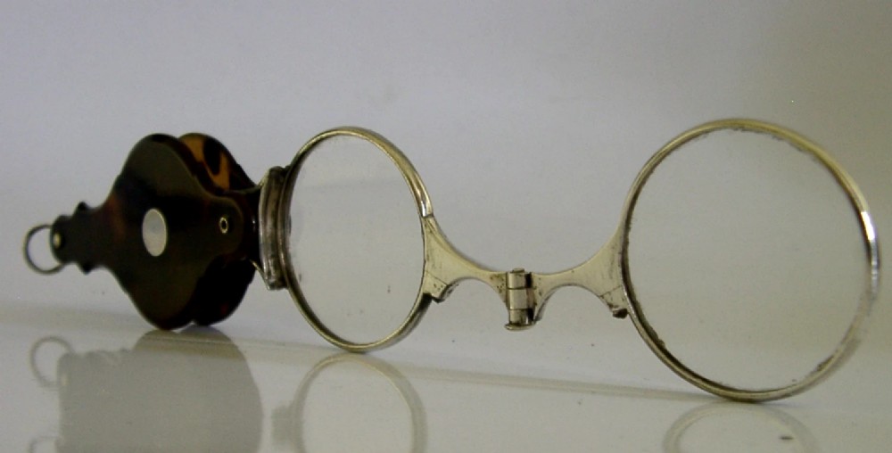 VICTORIAN STERLING SILVER LORGNETTES MAGNIFYING GLASSES c1850 ANTIQUE View V