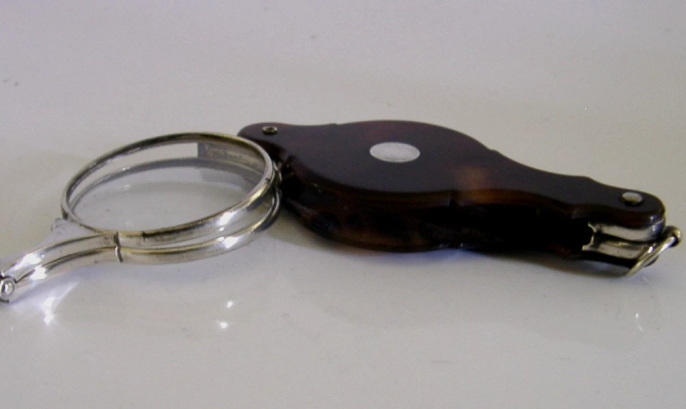 VICTORIAN STERLING SILVER LORGNETTES MAGNIFYING GLASSES c1850 ANTIQUE View IX