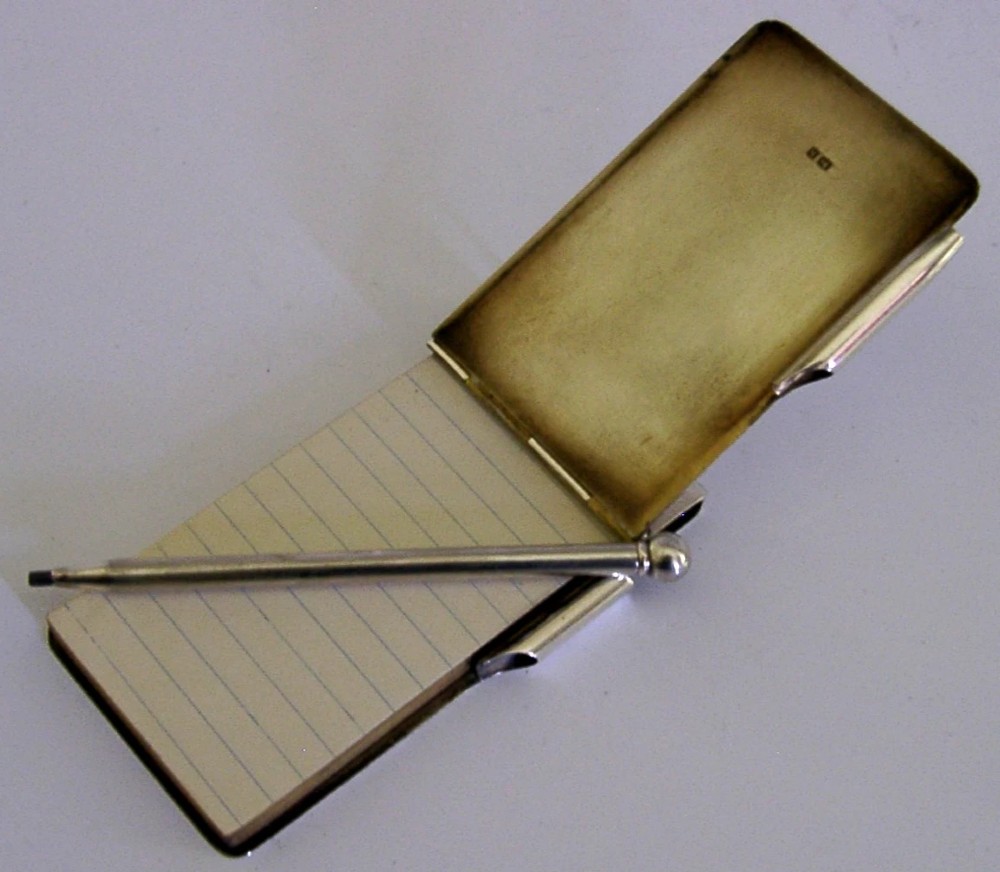 HEAVY 64g STERLING SILVER NOTE PAD & PENCIL 1907 EDWARDIAN ANTIQUE DESK ITEM View V
