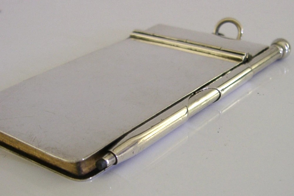 HEAVY 64g STERLING SILVER NOTE PAD & PENCIL 1907 EDWARDIAN ANTIQUE DESK ITEM View VI
