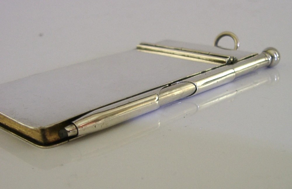 HEAVY 64g STERLING SILVER NOTE PAD & PENCIL 1907 EDWARDIAN ANTIQUE DESK ITEM View VII