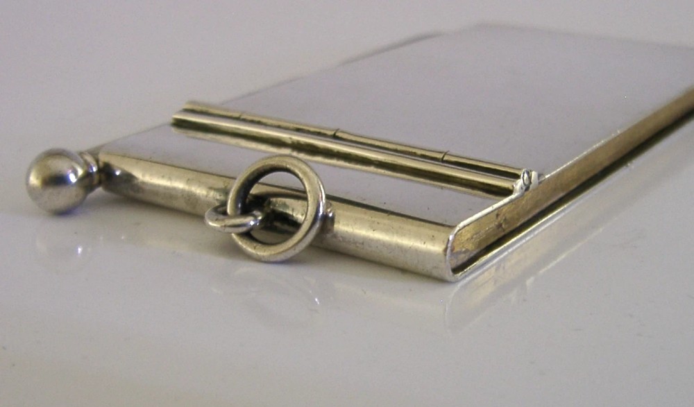 HEAVY 64g STERLING SILVER NOTE PAD & PENCIL 1907 EDWARDIAN ANTIQUE DESK ITEM View VIII