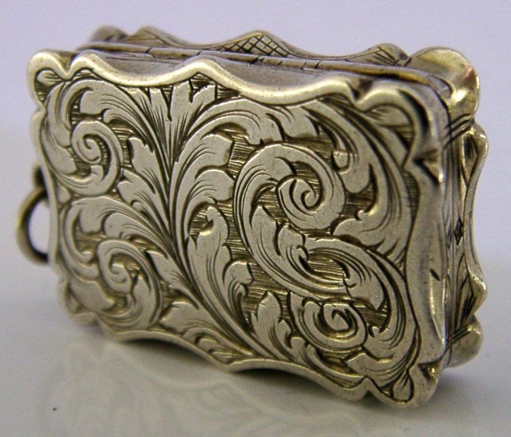 BEAUTIFUL NATHANIEL MILLS VICTORIAN STERLING SILVER VINAIGRETTE BOX 1851 View X