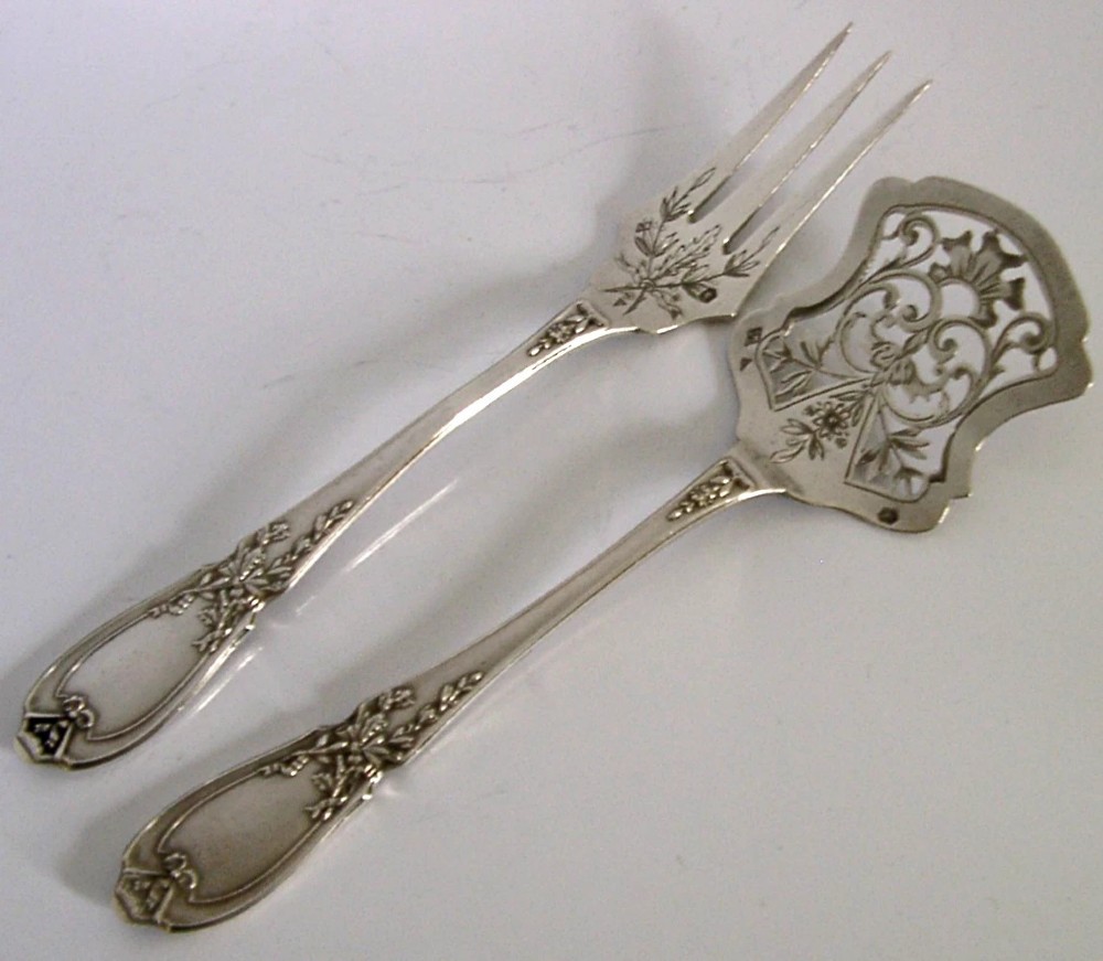 PRETTY FRENCH STERLING SILVER HORS D'OEUVRE SERVERS c1900 ANTIQUE PARIS